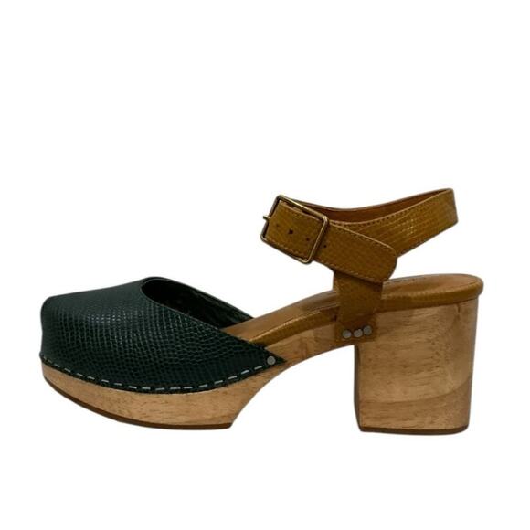 Charlotte Stone Maude Leather Platform Clogs Emerald And Caramel Size 8 - Picture 3 of 15